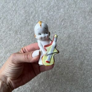 Vintage  Cute Ceramic Kewpie Baby With Violin Figurine